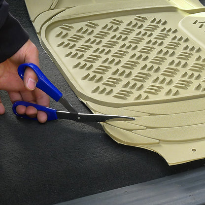 Universal PVC Rubber Non-Slip Floor Mats - 4PC (Beige)
