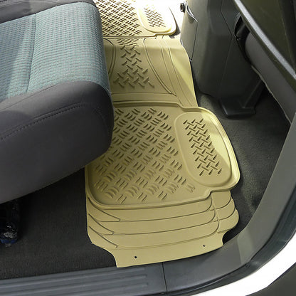 Universal PVC Rubber Non-Slip Floor Mats - 4PC (Beige)