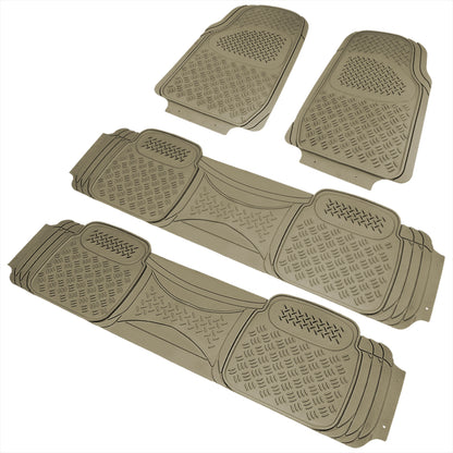 Universal PVC Rubber Non-Slip Floor Mats - 4PC (Beige)
