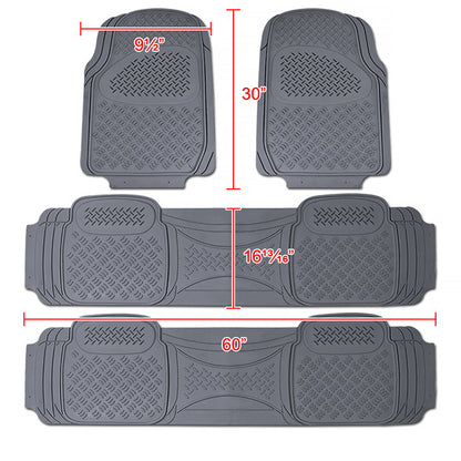Universal PVC Rubber Non-Slip Floor Mats - 4PC (Gray)