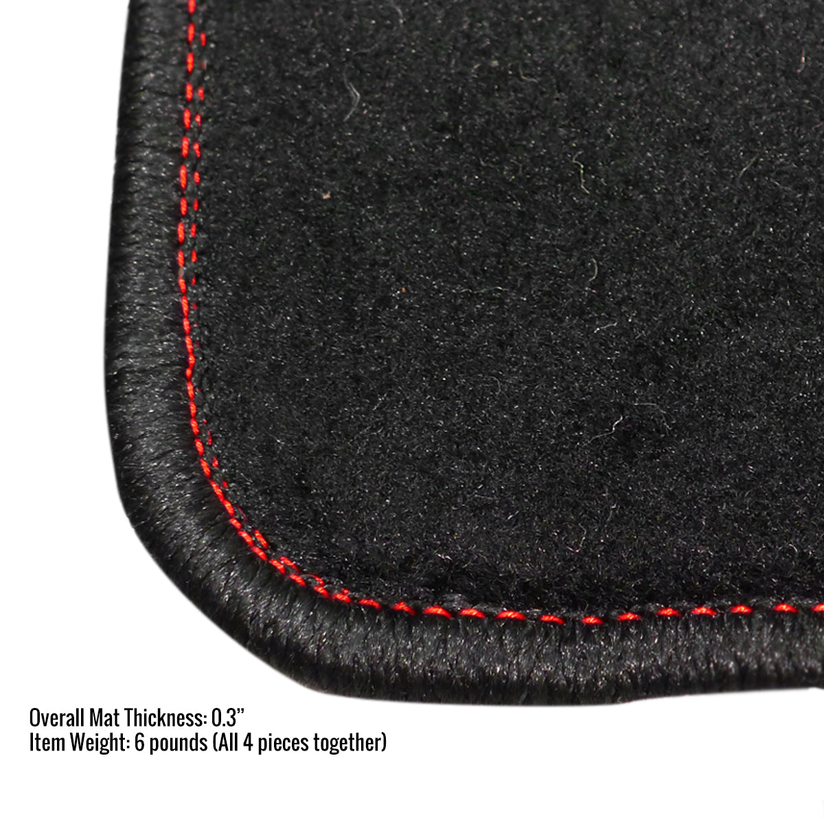 2006-2010 Honda Civic Coupe Black Front & Rear Carpet Floor Mats w/ Red Stitching - 4PC