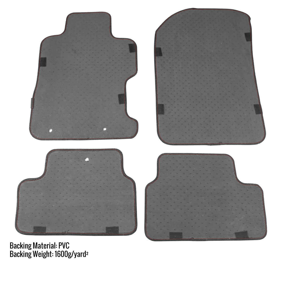 2006-2010 Honda Civic Coupe Black Front & Rear Carpet Floor Mats w/ Red Stitching - 4PC