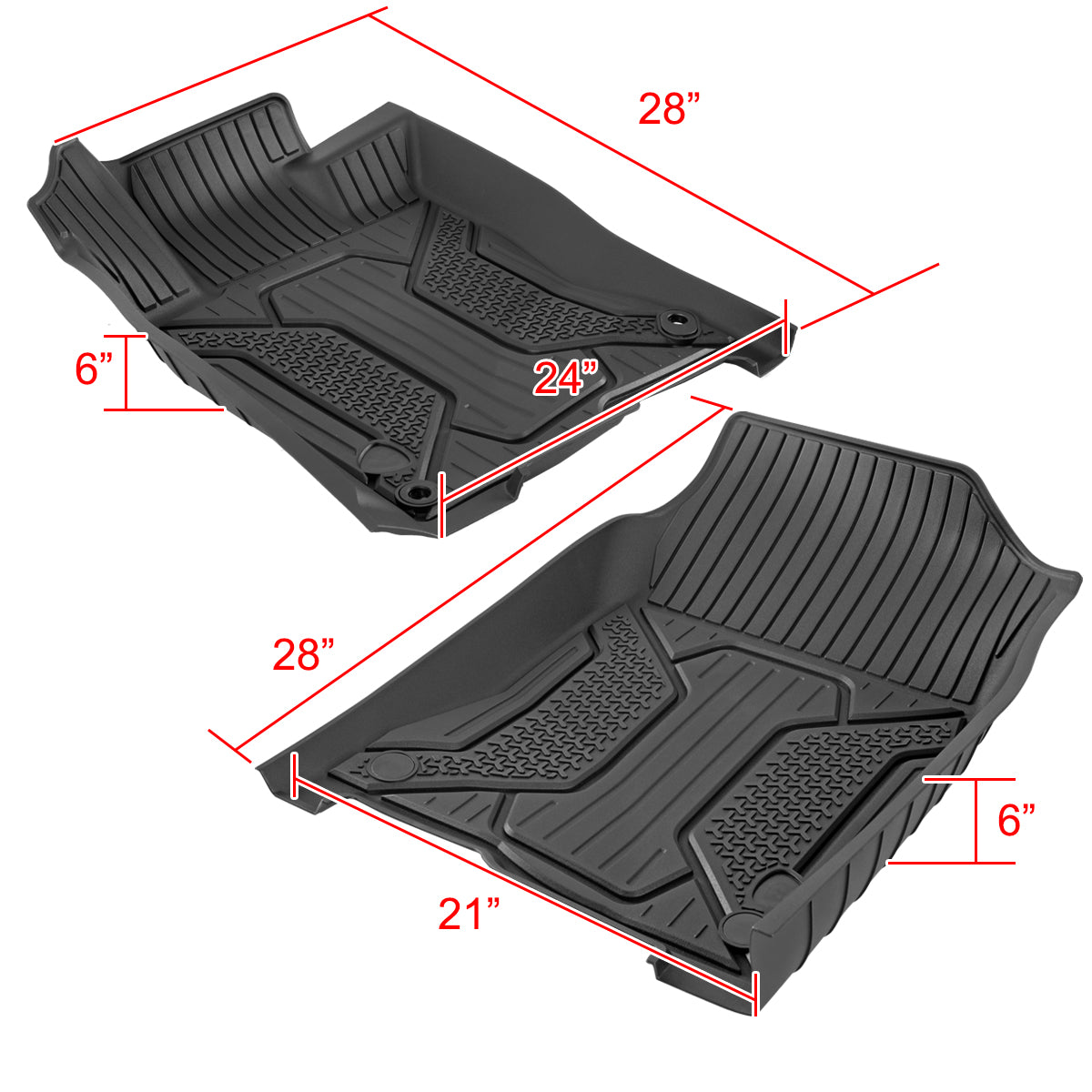2016-2021 Honda Civic Matte Black Injection TPE Front & Rear Floor Mats - 5PC