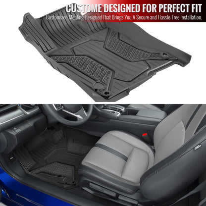 2016-2021 Honda Civic Matte Black Injection TPE Front & Rear Floor Mats - 5PC