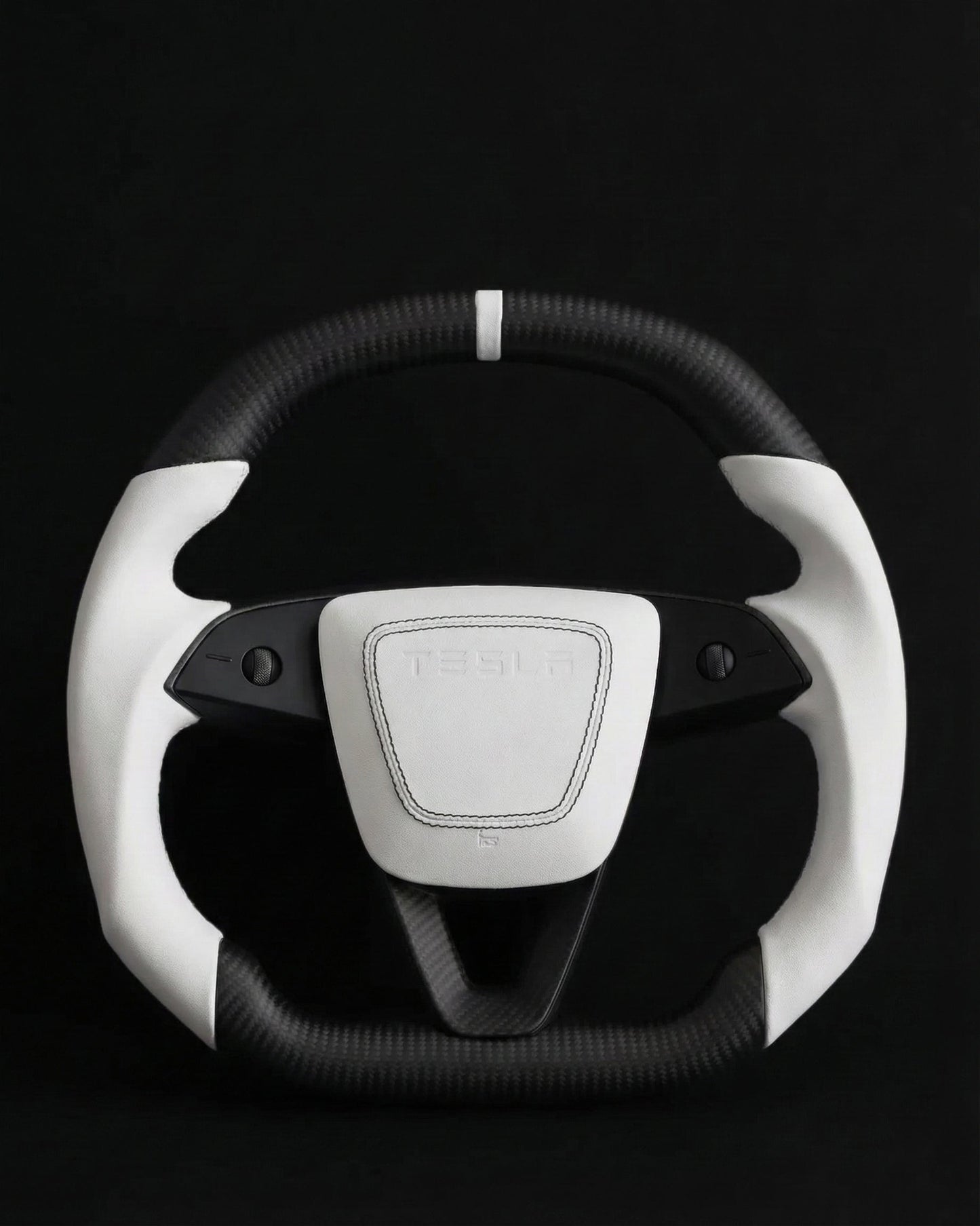 TESLA MODEL 3 HIGHLAND WHITE LEATHER FLAT BOTTOM STORMTROOPER DRY MATTE CARBON STEERING WHEEL