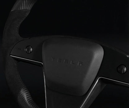 TESLA MODEL S / X / PLAID ALCANTARA FLAT BOTTOM VANTABLACK DRY MATTE CARBON STEERING WHEEL