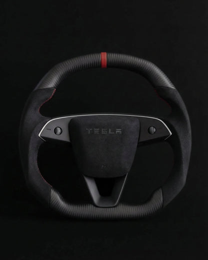 TESLA MODEL Y JUNIPER ALCANTARA FLAT BOTTOM SUPERNOVA DRY MATTE CARBON STEERING WHEEL