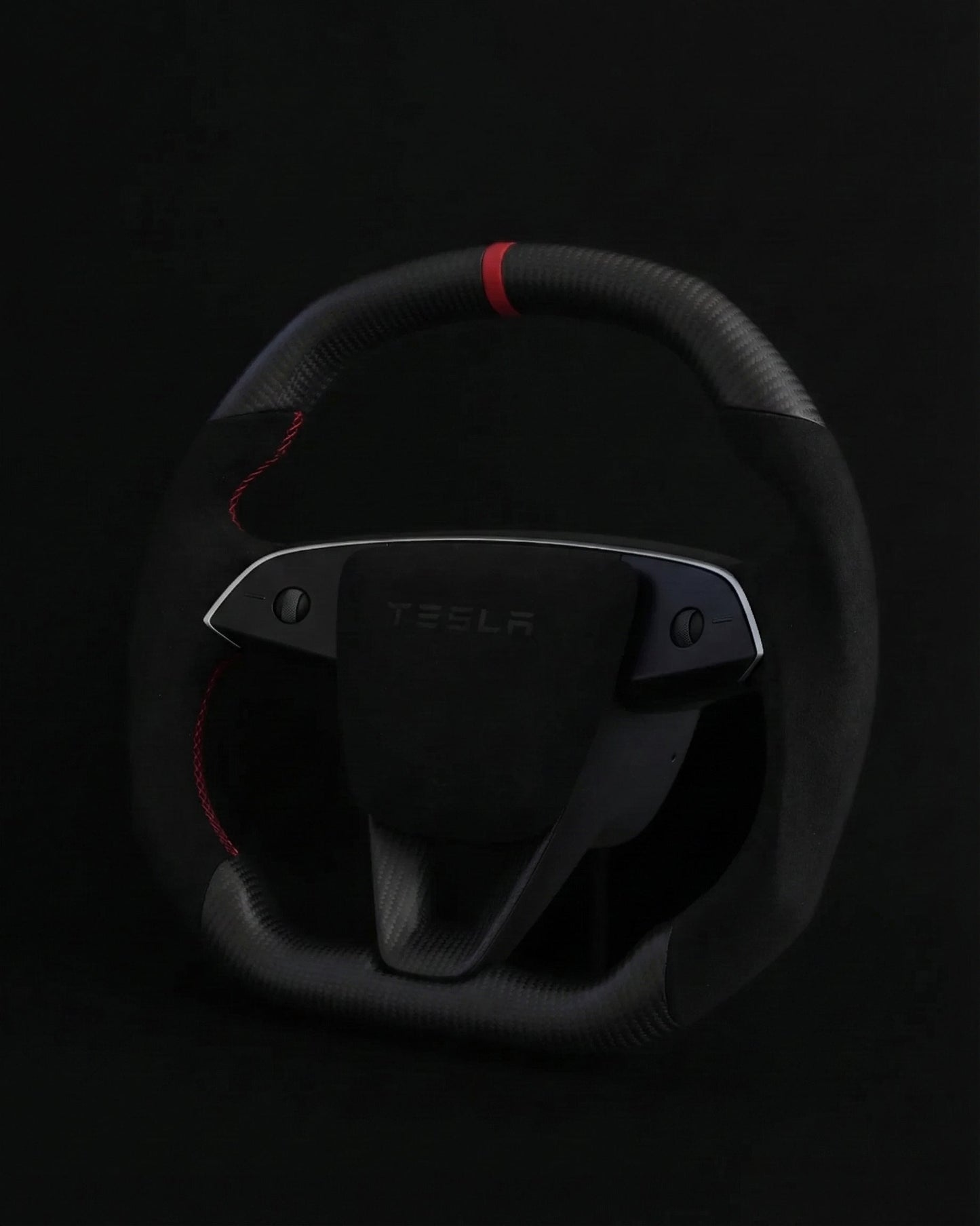 TESLA MODEL Y JUNIPER ALCANTARA FLAT BOTTOM SUPERNOVA DRY MATTE CARBON STEERING WHEEL