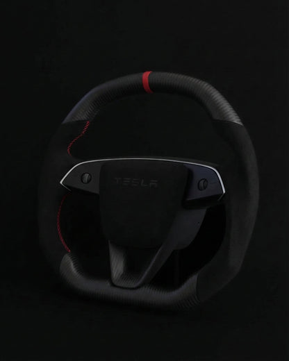 TESLA MODEL Y JUNIPER ALCANTARA FLAT BOTTOM SUPERNOVA DRY MATTE CARBON STEERING WHEEL