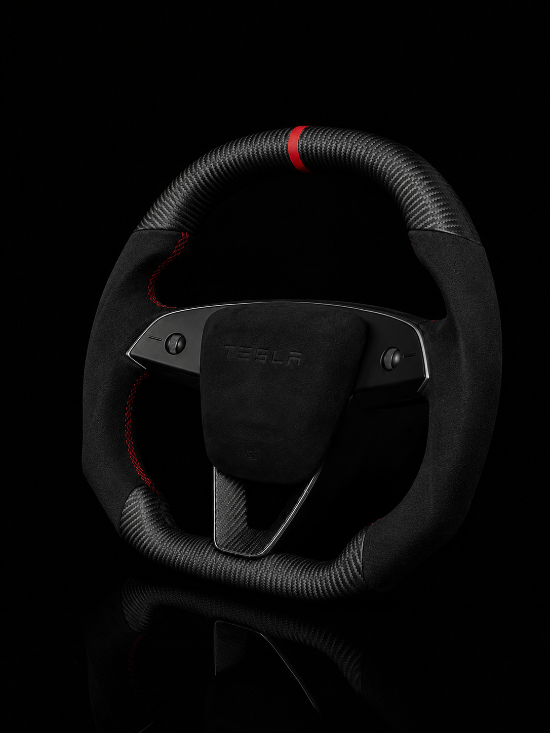 TESLA MODEL 3 HIGHLAND ALCANTARA FLAT BOTTOM SUPERNOVA DRY MATTE CARBON STEERING WHEEL
