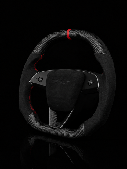 TESLA MODEL 3 HIGHLAND ALCANTARA FLAT BOTTOM SUPERNOVA DRY MATTE CARBON STEERING WHEEL