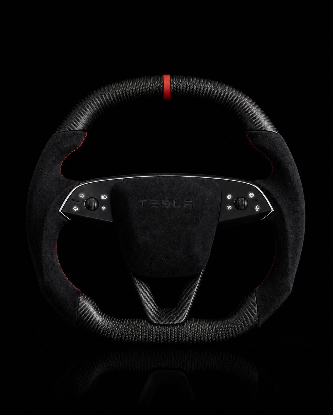 TESLA MODEL 3 HIGHLAND ALCANTARA FLAT BOTTOM SUPERNOVA DRY MATTE CARBON STEERING WHEEL