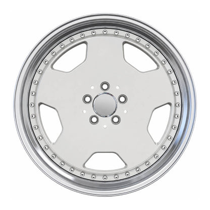 MB24 18x9.5 5x112 +20 66.6 Silver Machined Lip + Chrome Rivets