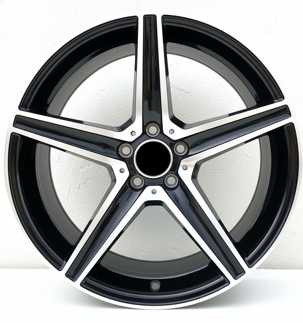 MB9 18x8 5x112 +42 66.6 Gloss Black Machined Face