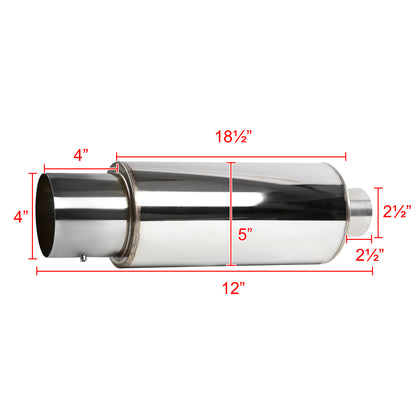 Apexi N1 Style 2.5" Inlet/4" Outlet Stainless Steel Exhaust Muffler w/ Removable Silencer