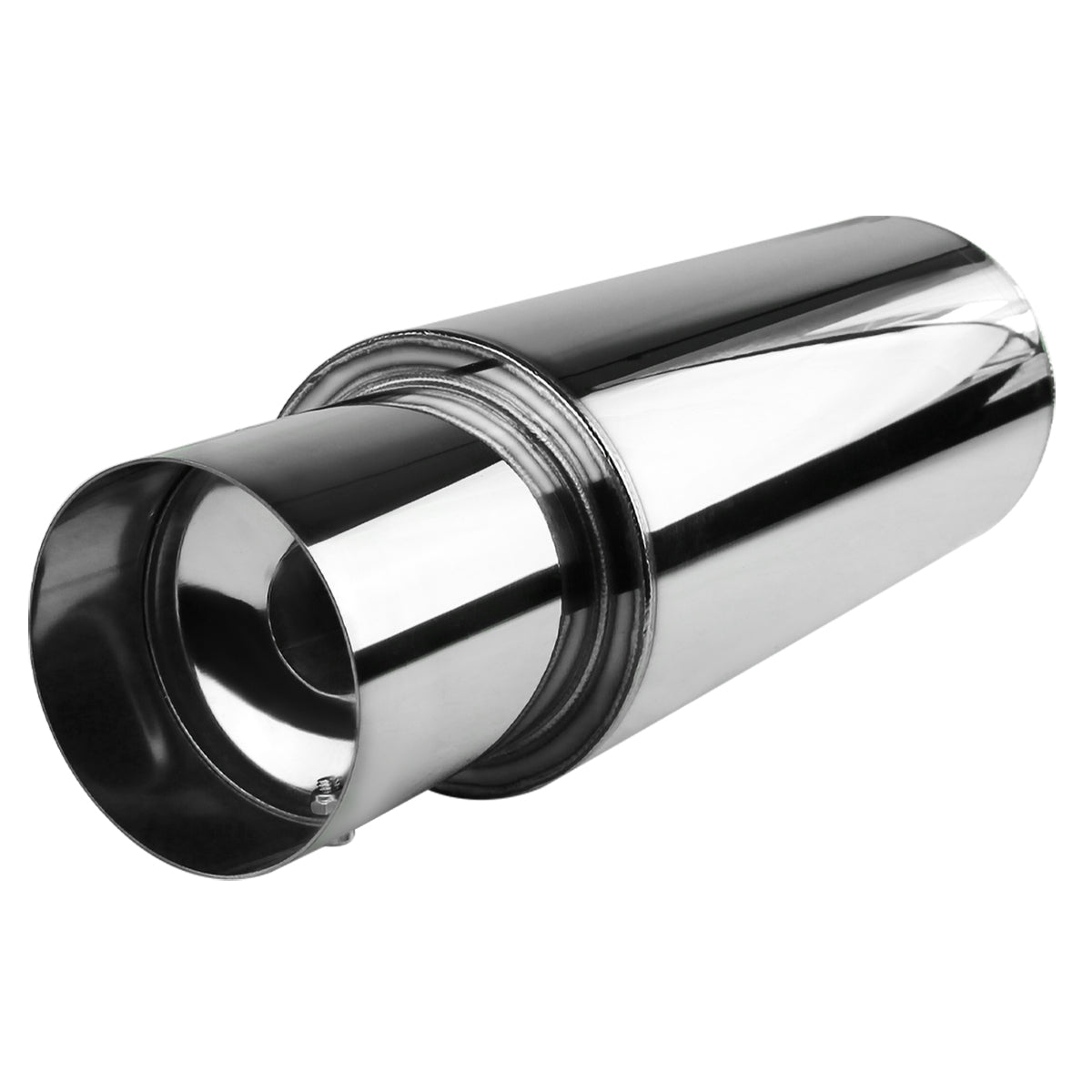 Apexi N1 Style 2.5" Inlet/4" Outlet Stainless Steel Exhaust Muffler w/ Removable Silencer