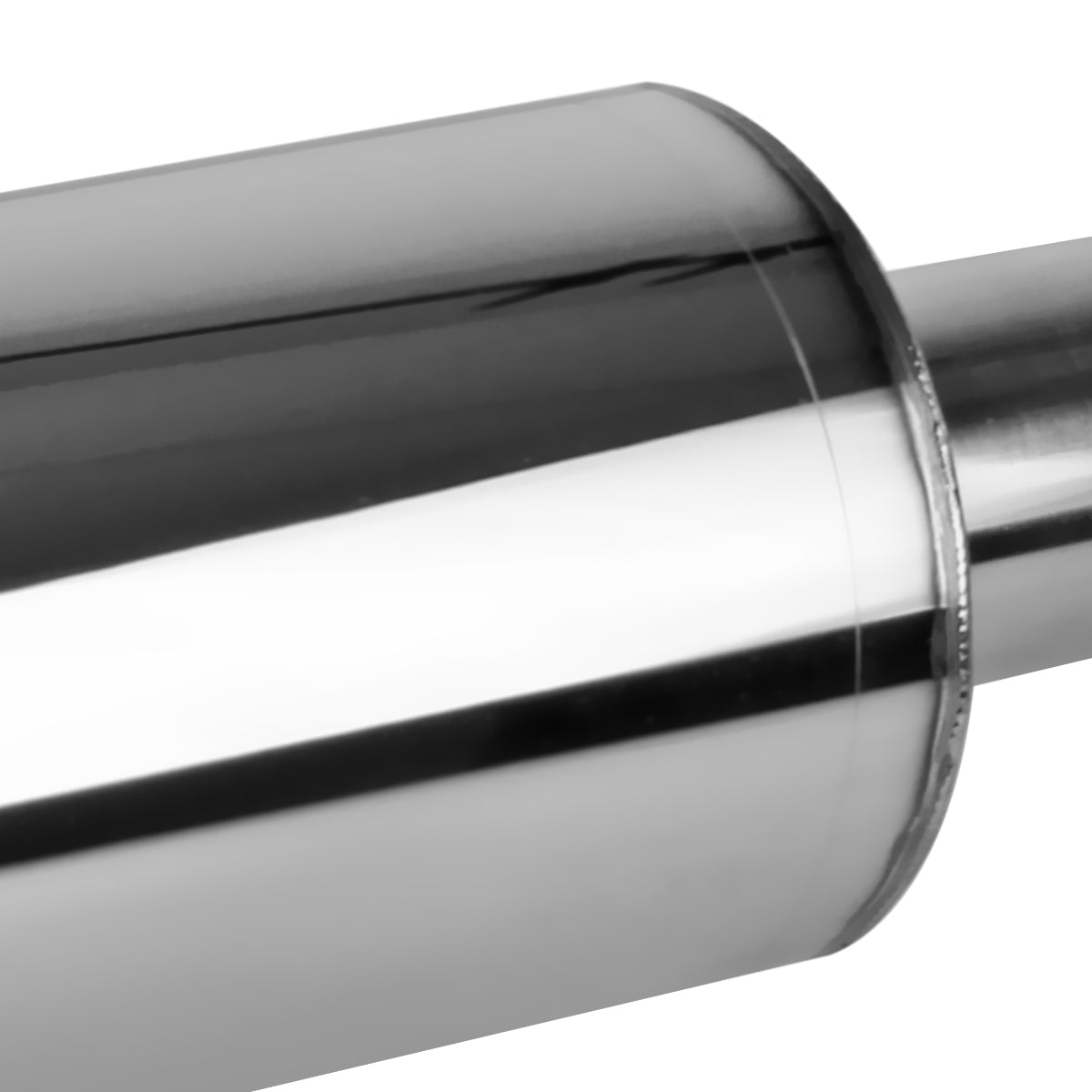 Universal 2.5" Inlet/4" Outlet Stainless Steel Muffler w/ Fireball Style Tip
