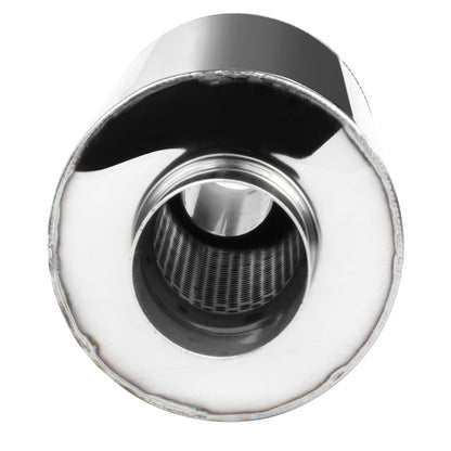 Universal 2.5" Inlet/4" Outlet Stainless Steel Muffler w/ Fireball Style Tip