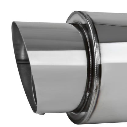 Universal 2.5" Inlet/4" Outlet Stainless Steel Muffler w/ Fireball Style Tip