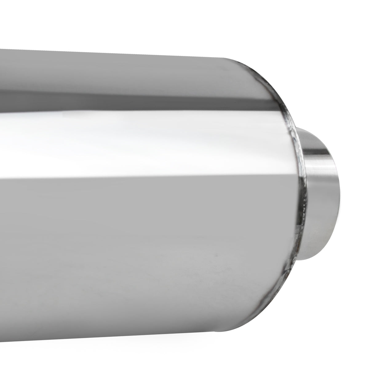 Universal 2.5" Inlet/4" Outlet Stainless Steel Muffler w/ Fireball Style Tip
