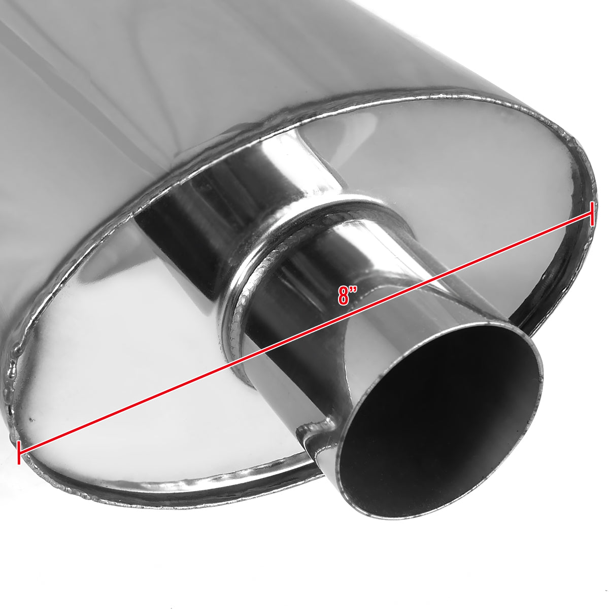 Universal DTM Style 2.5" Inlet/3" Outlet Stainless Steel Exhaust Muffler w/ Dual Tips