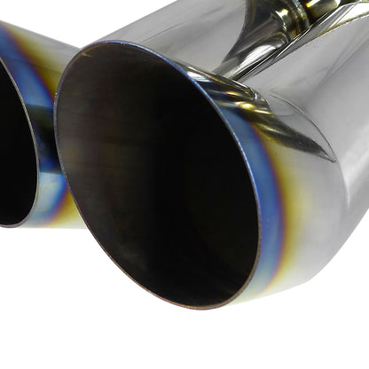 Universal DTM Style 2.5" Inlet/3" Outlet Stainless Steel Exhaust Muffler w/ Dual Burnt Tips