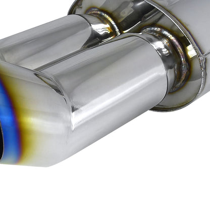 Universal DTM Style 2.5" Inlet/3" Outlet Stainless Steel Exhaust Muffler w/ Dual Burnt Tips