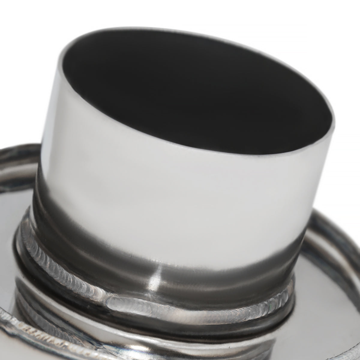 Universal 2.5" Inlet/4" Outlet Stainless Steel Spiral Flow Exhaust Muffler w/ Silencer