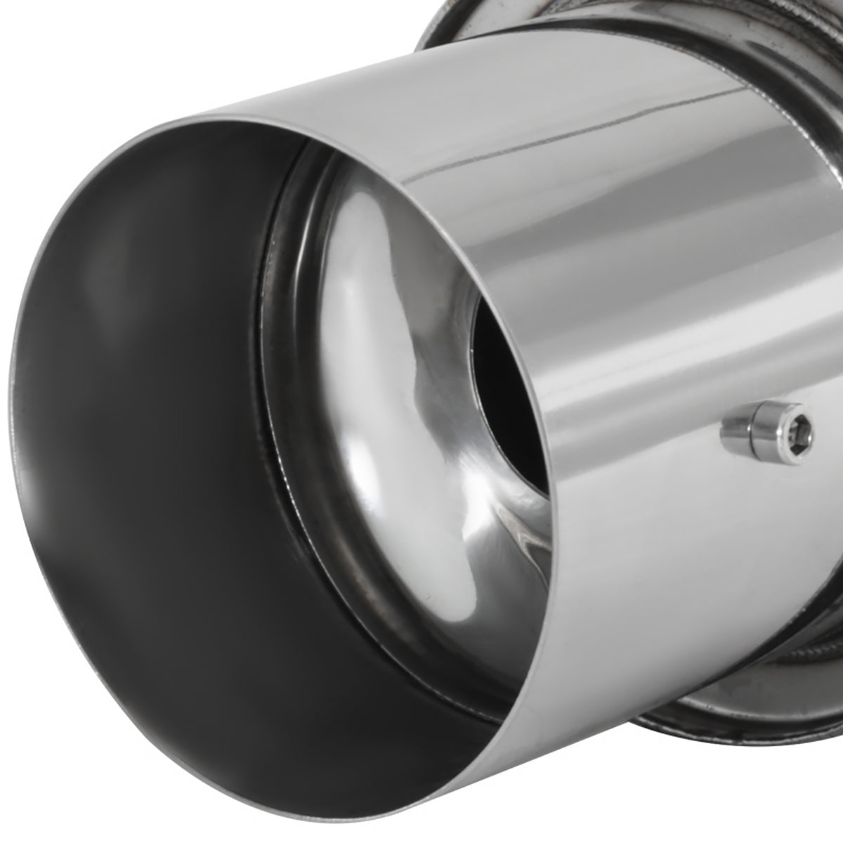Universal 3" Inlet/4" Outlet Stainless Steel Spiral Flow Exhaust Muffler w/ Silencer