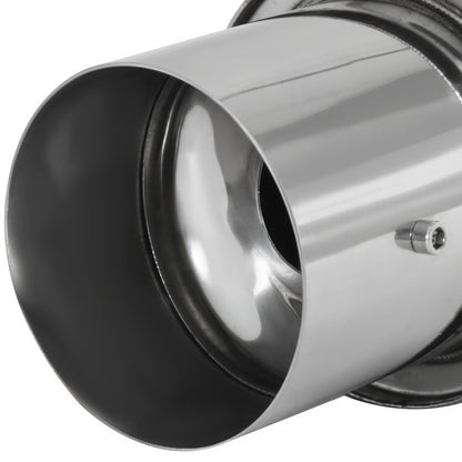 Universal 3" Inlet/4" Outlet Stainless Steel Spiral Flow Exhaust Muffler w/ Silencer