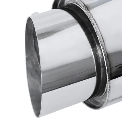 Universal 2.5" Inlet/4" Outlet Stainless Steel Spiral Flow Exhaust Muffler w/ Slanted Tip