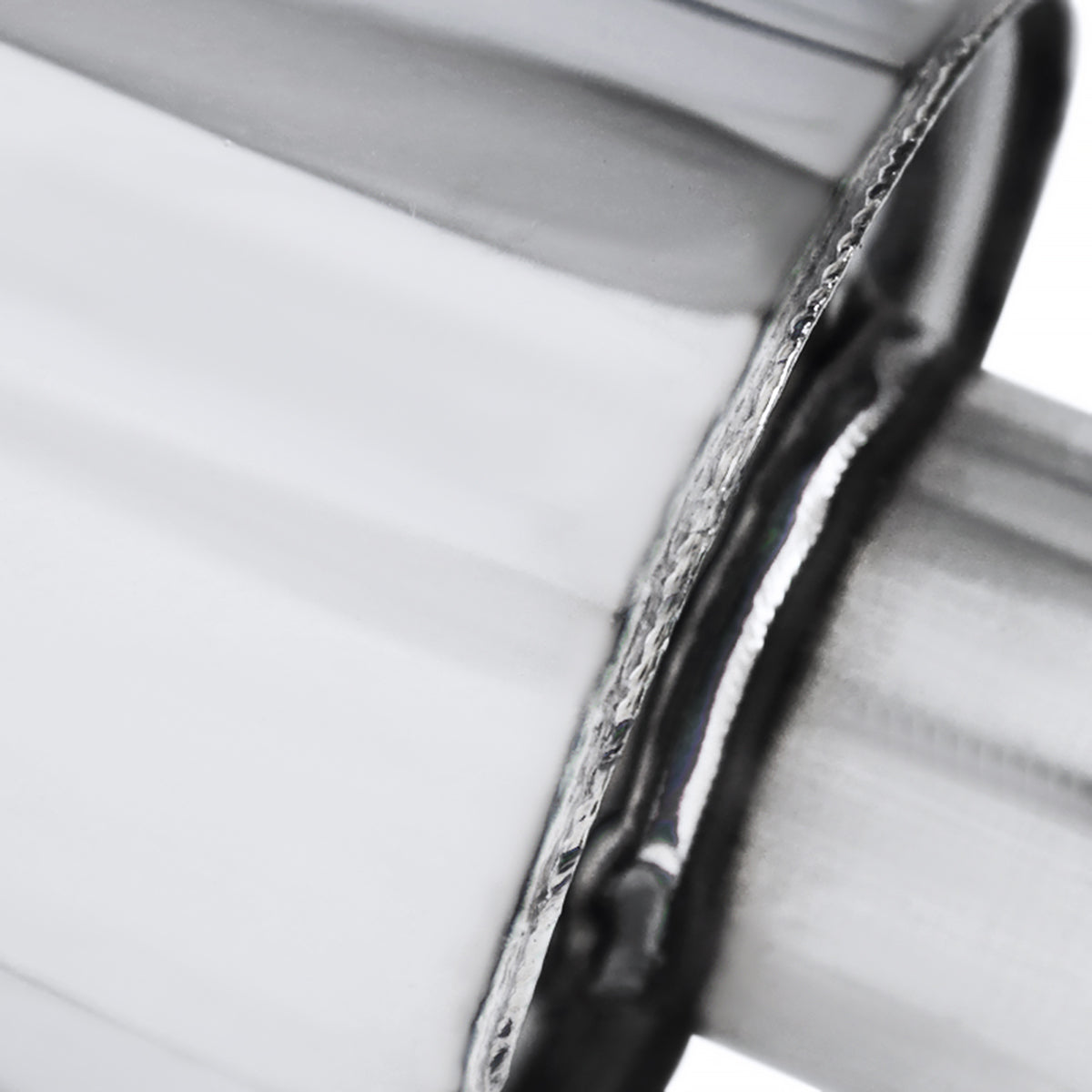 Universal 3" Inlet/4" Outlet Stainless Steel Spiral Flow Exhaust Muffler w/ Slanted Burnt Tip