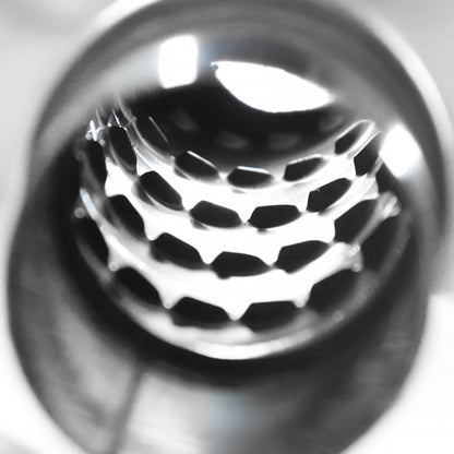 Universal 2.5" Inlet/4" Outlet Stainless Steel Spiral Flow Exhaust Muffler w/ Slanted Burnt Tip