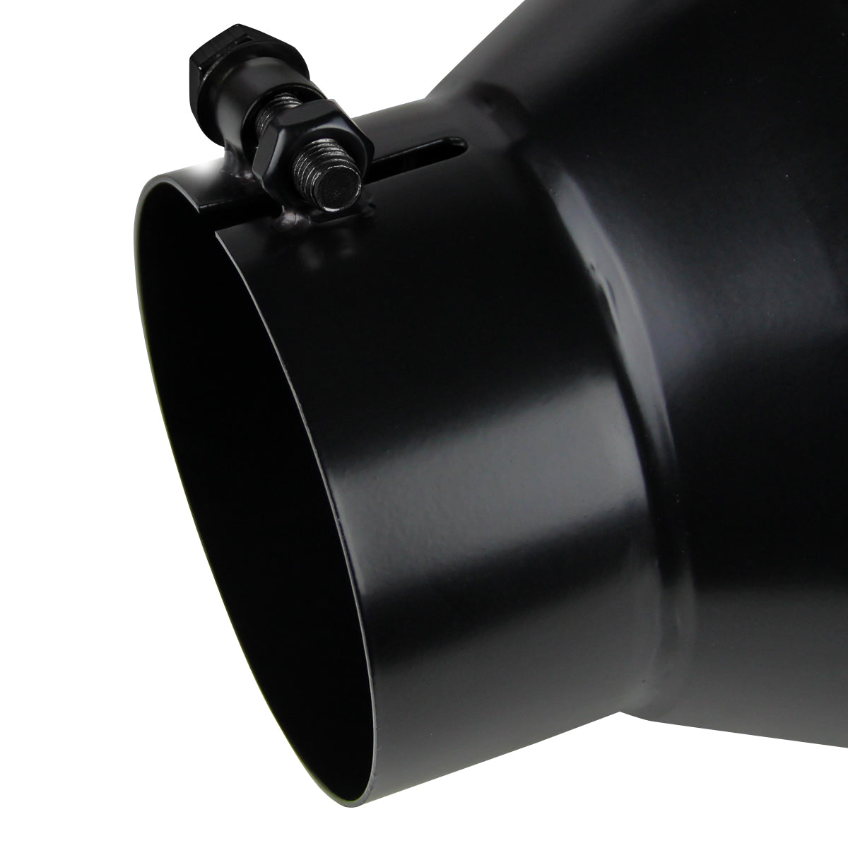 Universal 4" Inlet/6" Outlet Black Stainless Steel Bolt-On Angled Exhaust Tip