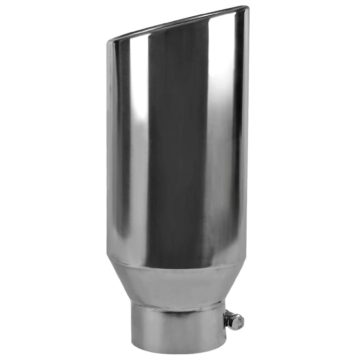 Universal 4" Inlet/6" Outlet Chrome Stainless Steel Bolt-On Angled Exhaust Tip