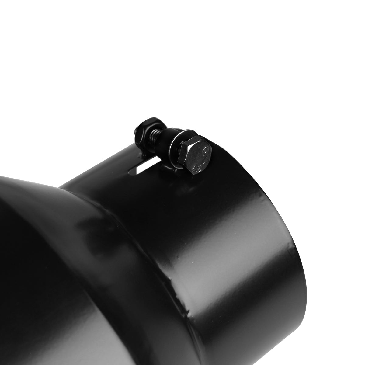 Universal 4" Inlet/8" Outlet Black Stainless Steel Bolt-On Angled Exhaust Tip