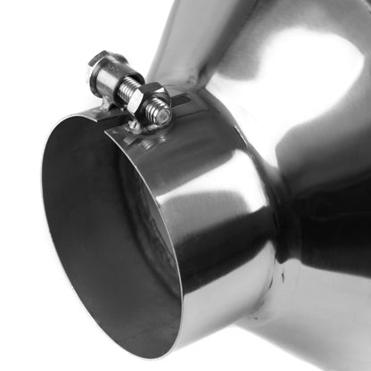 Universal 4" Inlet/8" Outlet Chrome Stainless Steel Bolt-On Angled Exhaust Tip