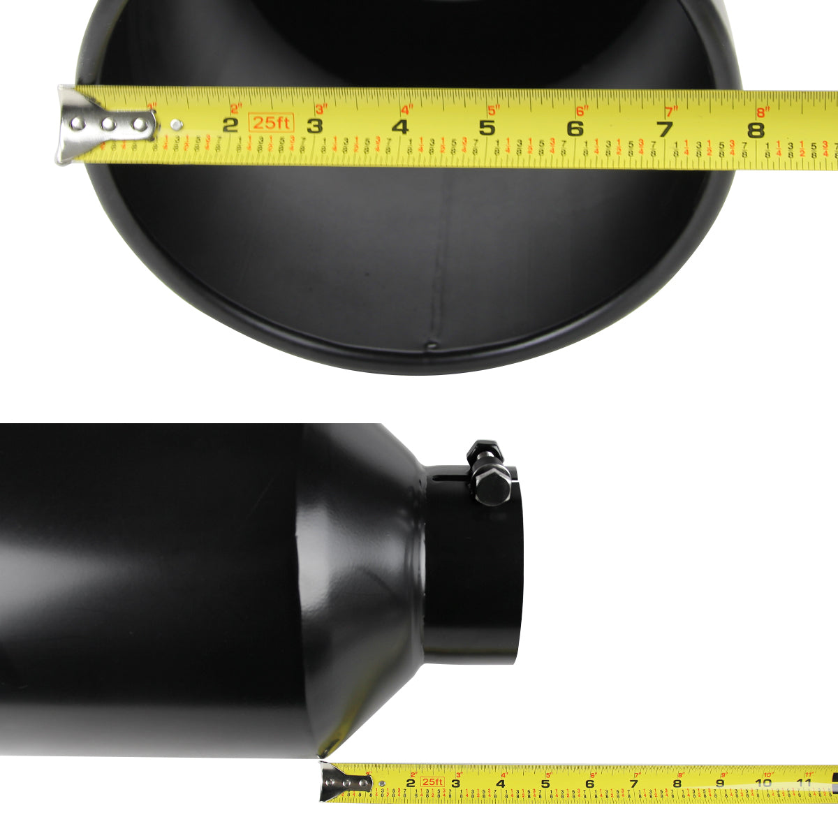 Universal 5" Inlet/8" Outlet Black Stainless Steel Bolt-On Angled Exhaust Tip