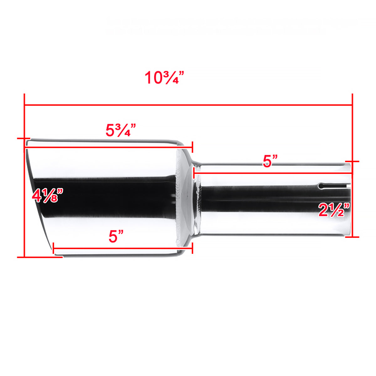 Universal 2.5" Inlet/4.125" Outlet Chrome Stainless Steel Angled Exhaust Tips - 2PC