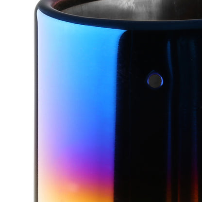 Universal 2.5" Inlet/4.125" Outlet Chrome Stainless Steel Angled Burnt Blue Exhaust Tips - 2PC