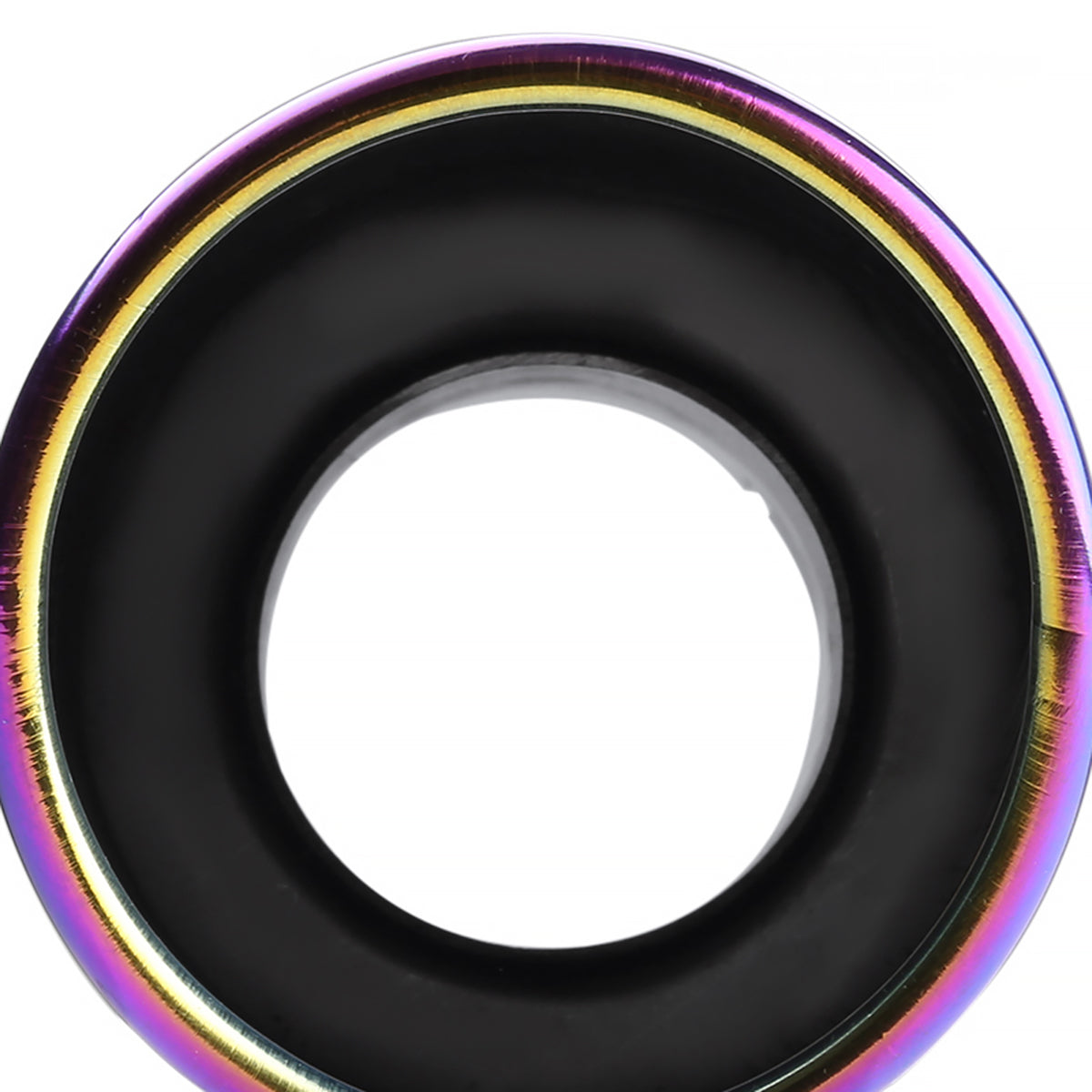 Universal 2.5" Inlet/4.125" Outlet Rainbow Stainless Steel Angled Burnt Purple Exhaust Tips - 2PC