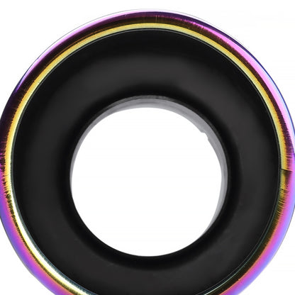 Universal 2.5" Inlet/4.125" Outlet Rainbow Stainless Steel Angled Burnt Purple Exhaust Tips - 2PC
