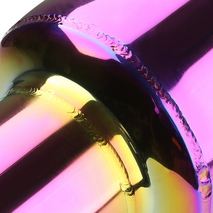 Universal 2.5" Inlet/4.125" Outlet Rainbow Stainless Steel Angled Burnt Purple Exhaust Tips - 2PC