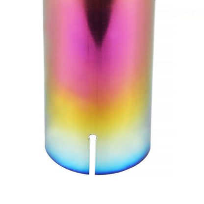 Universal 2.5" Inlet/4.125" Outlet Rainbow Stainless Steel Angled Burnt Purple Exhaust Tips - 2PC