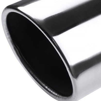 Universal 2.5" Inlet/3.875" Outlet Chrome Stainless Steel Angled Exhaust Tips - 2PC
