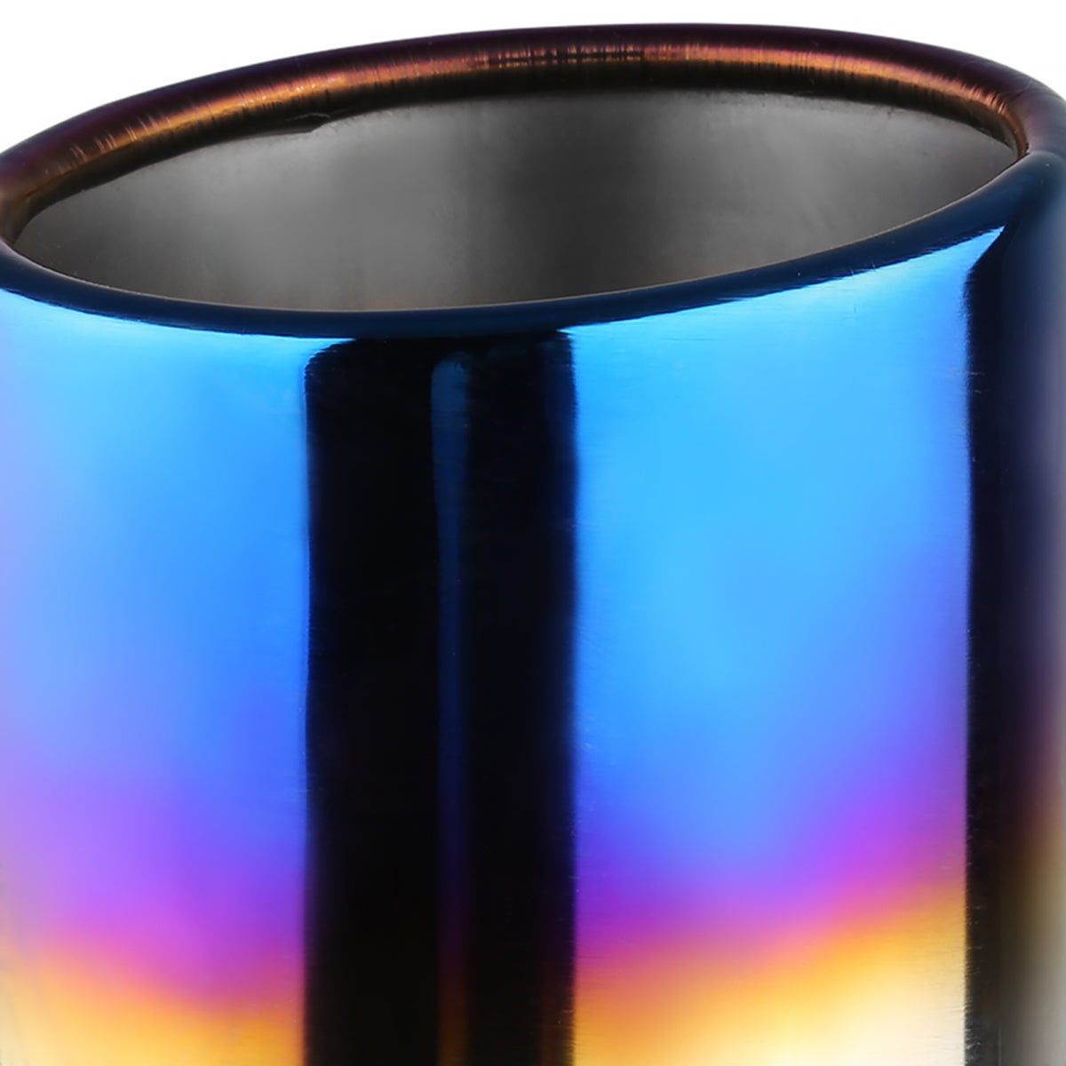 Universal 2.5" Inlet/3.875" Outlet Chrome Stainless Steel Angled Burnt Blue Exhaust Tips - 2PC