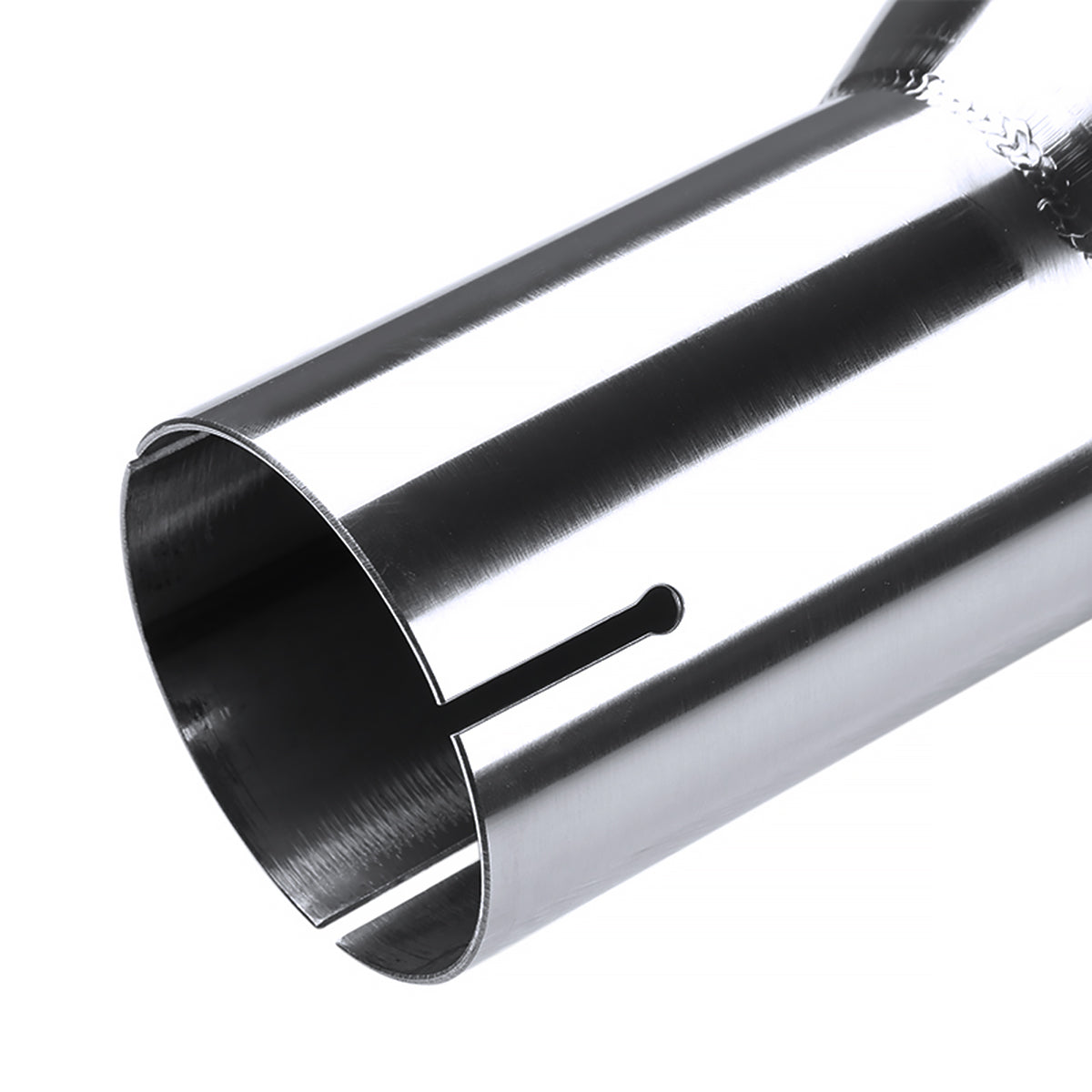 Universal 2.5" Inlet/3.875" Outlet Chrome Stainless Steel Angled Burnt Blue Exhaust Tips - 2PC