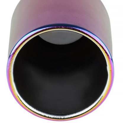 Universal 2.5" Inlet/3.875" Outlet Rainbow Stainless Steel Angled Burnt Purple Exhaust Tips - 2PC
