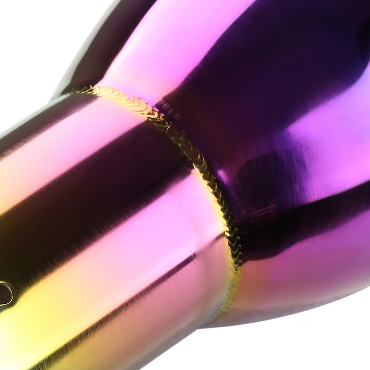 Universal 2.5" Inlet/3.875" Outlet Rainbow Stainless Steel Angled Burnt Purple Exhaust Tips - 2PC
