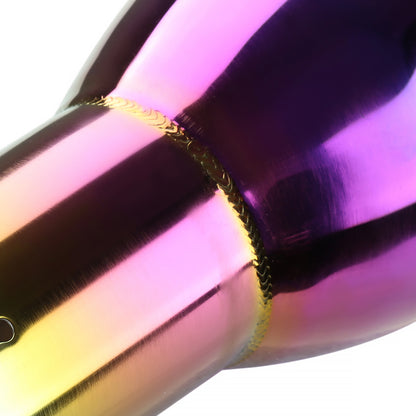Universal 2.5" Inlet/3.875" Outlet Rainbow Stainless Steel Angled Burnt Purple Exhaust Tips - 2PC